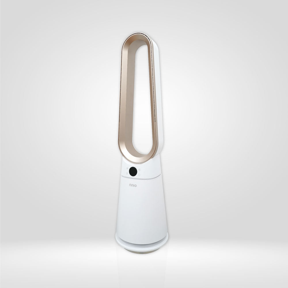 nnio sleek white and rose gold 970mm tall bladeless fan